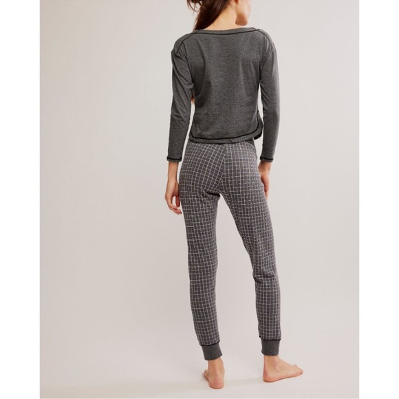 FREE PEOPLE Chill Evening Pajama Set Charcoal Combo Retail NWT - Picture 6 of 9